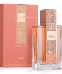Lattafa Angham Second Song 100 ml, flacon cu capac în formă de note muzicale și cutie roz
