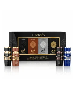 Lattafa Asad Collection Set Cadou Bărbați 4 × 5 ml – set cu patru miniaturi și cutie