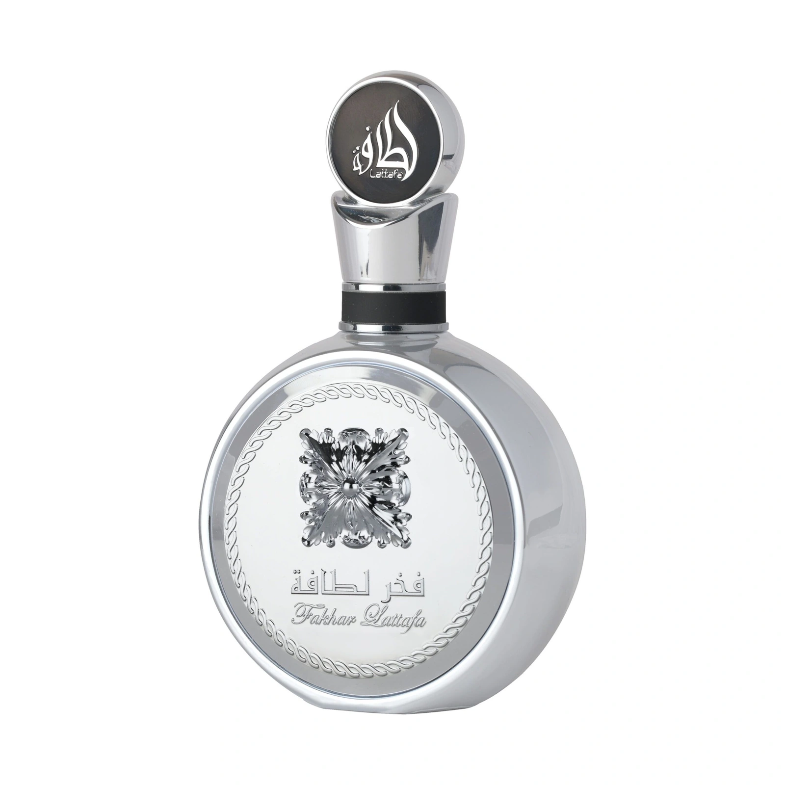 Flacon Lattafa Fakhar Platin 100 ml pe fundal alb