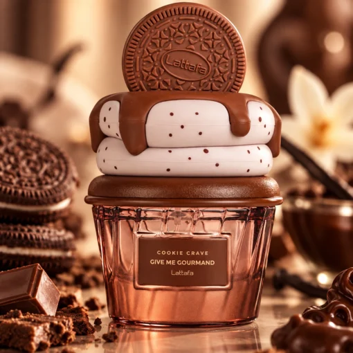Lattafa Give Me Gourmand Cookie Crave Apă de Parfum Unisex 75 ml – flacon în decor