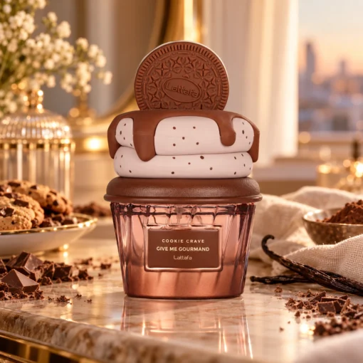 Lattafa Give Me Gourmand Cookie Crave Apă de Parfum Unisex 75 ml – flacon în decor