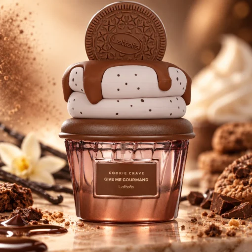 Lattafa Give Me Gourmand Cookie Crave Apă de Parfum Unisex 75 ml – flacon în decor