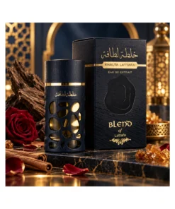 Lattafa Khalta Blend of Lattafa Parfum Unisex 100 ml – flacon deschis, capac și cutie în decor