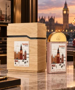 Lattafa Pride London The City of Contrast Apă de Parfum Unisex 100 ml – flacon și cutie în decor