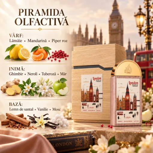 Lattafa Pride London The City of Contrast Apă de Parfum Unisex 100 ml – piramidă olfactivă