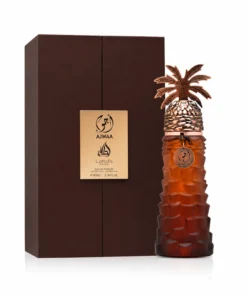 Lattafa Pride Ajwaa 90 ml – flacon ambrat cu capac în formă de palmier și cutie maro