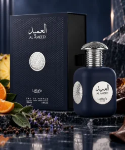 Lattafa Pride Al Ameed Silver Apă de Parfum Bărbați 100 ml – flacon și cutie în decor