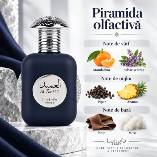 Lattafa Pride Al Ameed Silver Apă de Parfum Bărbați 100 ml – piramidă olfactivă