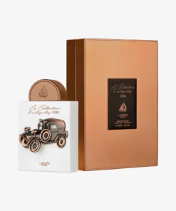Lattafa Pride La Collection d’Antiquités 1886 100 ml, flacon alb cu automobil și cutie arămie
