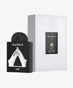 Flacon negru Lattafa Pride Art of Arabia II 100 ml și cutia originală albă