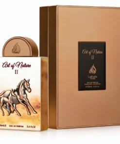 Lattafa Pride Art of Nature II 100 ml – flacon cu decor de cai în relief și cutie bronz