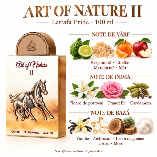 Lattafa Pride Art of Nature II 100 ml – note de citrice, tămâie, măr, flori, cardamom, vanilie și lemn