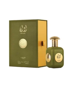 Lattafa Pride Awaan Gold 100 ml – flacon verde cu detalii aurii și cutie