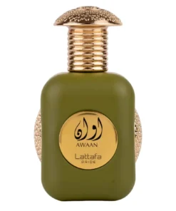 Lattafa Pride Awaan Gold Apă de Parfum Damă 100 ml – flacon pe fundal alb
