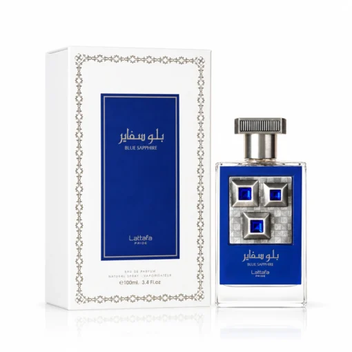 Lattafa Pride Blue Sapphire 100 ml – flacon albastru și cutie