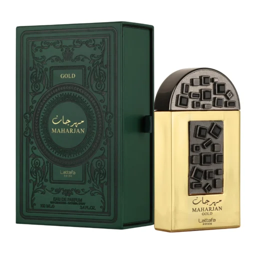 Lattafa Pride Maharjan Gold 100 ml – flacon auriu și cutie verde