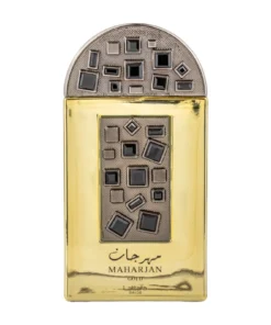Flacon Lattafa Pride Maharjan Gold apă de parfum damă 100 ml, pe fundal alb