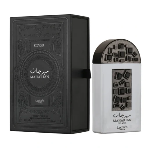 Lattafa Pride Maharjan Silver 100 ml – flacon argintiu și cutie neagră