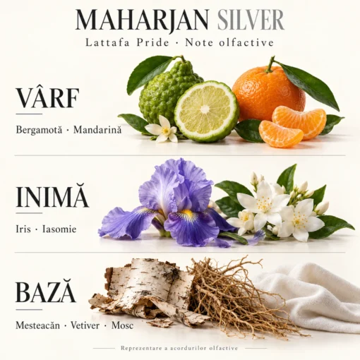 Maharjan Silver – bergamotă, mandarină, iris, iasomie, mesteacăn, vetiver și mosc
