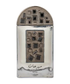 Flacon Lattafa Pride Maharjan Silver apă de parfum bărbați 100 ml, pe fundal alb