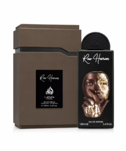 Lattafa Pride Raw Human 100 ml – flacon negru cu portret auriu și cutie maro