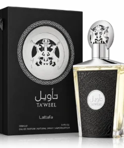 Lattafa Ta'weel Parfum Unisex 100 ml – flacon și cutie pe fundal alb
