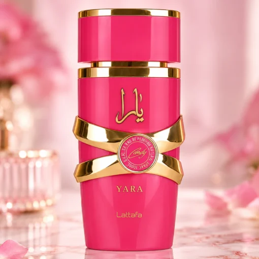 Lattafa Yara Candy Apă de Parfum Damă 100 ml – flacon în decor