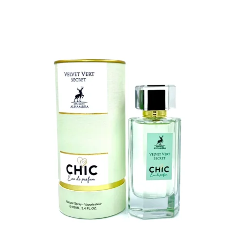 Maison Alhambra Chic Velvet Vert Secret Eau de Parfum 100 ml – flacon și cutie