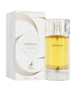 Maison Alhambra Imperium 100 ml, flacon și cutie, pe fundal alb