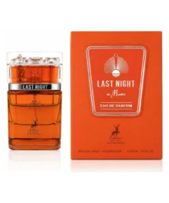 Maison Alhambra Last Night In Miami 100 ml, flacon și cutie, pe fundal alb