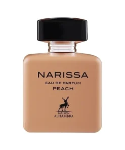 Maison Alhambra Narissa Peach 100 ml, flacon fără cutie, pe fundal alb