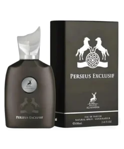 Maison Alhambra Perseus Exclusif 100 ml, flacon și cutie, pe fundal alb
