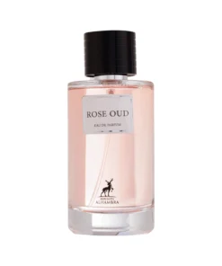 Maison Alhambra Rose Oud 100 ml, flacon fără cutie, pe fundal alb