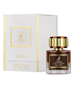 Maison Alhambra Signatures No IV 50 ml, flacon și cutie, pe fundal alb