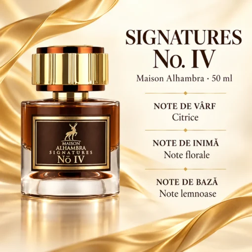 Maison Alhambra Signatures No. IV 50 ml – flacon și acorduri citrice, florale și lemnoase