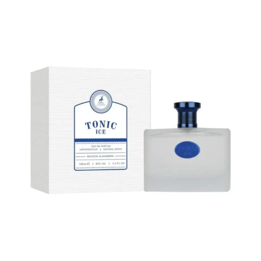 Maison Alhambra Tonic Ice 100 ml, flacon și cutie, pe fundal alb