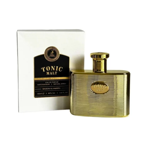 Maison Alhambra Tonic Malt 100 ml, flacon și cutie, pe fundal alb