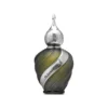 Flacon Niche Emarati Al Dana 100 ml, verde măsliniu cu bandă argintie, pe fundal alb