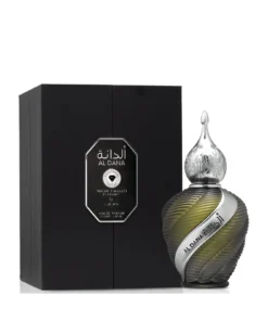 Niche Emarati Al Dana 100 ml, flacon cu capac argintiu alături de cutia neagră