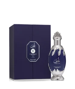 Niche Emarati Lujain 100 ml, flacon violet cu ornamente argintii și cutie violet