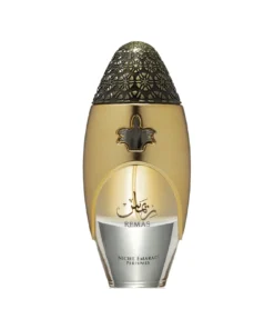 Flacon auriu Niche Emarati Remas 100 ml pe fundal alb