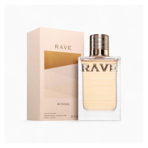 Rave Au Soleil 100 ml – flacon și cutie pe fundal alb