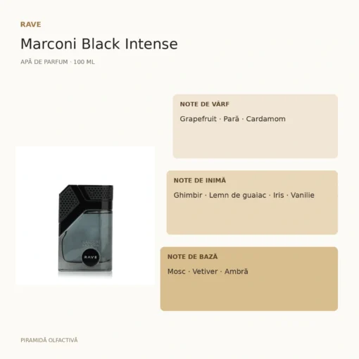 Rave Marconi Black Intense 100 ml – piramidă olfactivă