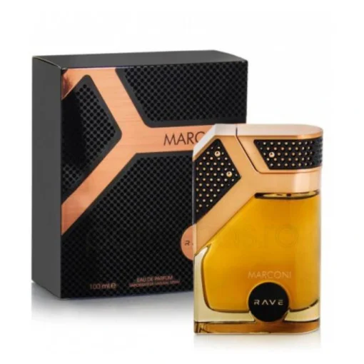 Rave Marconi Rose Gold 100 ml – flacon și cutie pe fundal alb