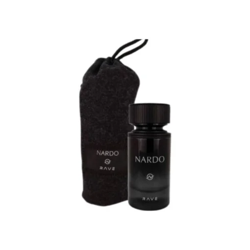 Rave Nardo Black 100 ml – flacon și săculeț pe fundal alb