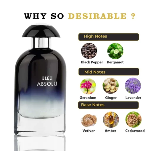 Riiffs Bleu Absolu 100 ml – flacon și piramidă olfactivă
