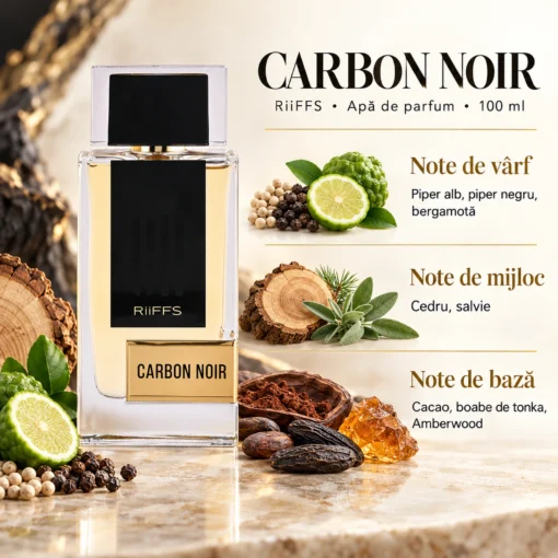 Riiffs Carbon Noir 100 ml – flacon și piramida olfactivă în română