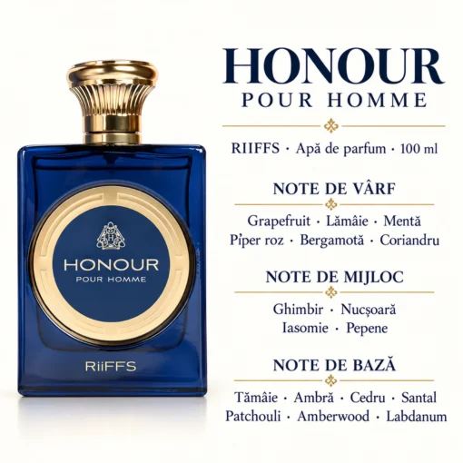 Riiffs Honour Pour Homme 100 ml – flacon și piramida olfactivă în română