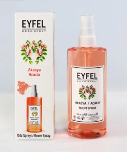 Spray de cameră Eyfel Salcâm 400 ml – flacon cu pulverizator și cutie Akasya / Acacia
